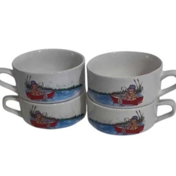 Vintage 80's Nostalgic Kitchen Campbell Soup Kids Soup Bowls w/ Handles Set of 4 - Picture 2 of 6